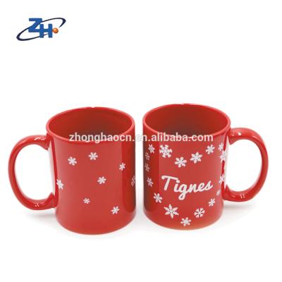 China High Quality Sustainable Christmas Red Christmas Snow Snow 11oz Ceramic Coffee Mug With Handle for sale