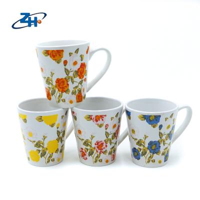 China Custom Design Flower Shape Eco-Friendly Sustainable Cone 10oz Ceramic Coffee Tea Cups for sale