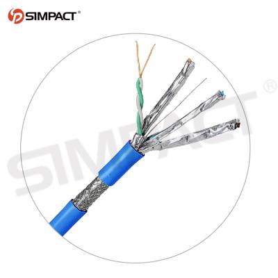 China Telecom Communication Simpact Flat1000ft 305m Pure Copper Plenary Cat6a 4 Pair 23AWG Data SFTP Cat 6a Network Cable Router for sale