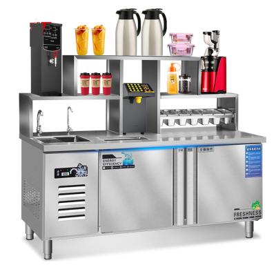 China Bubble Tea Factory Price Refrigerated Bubble Tea Working Bench With Frozen Bar Counter Cocktail Station for sale