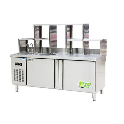 China Factory-Direct Custom Bubble Tea Bubble Tea Working Bench / Milk Tea Display Bar Counter With Wash Sink for sale