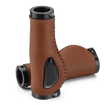 China Hot Selling Soft Bike Handle Bar Grips Mountain Bike Handlebar Grips Bicycle Shockproof Comfortable Lockable Leather Grips for sale