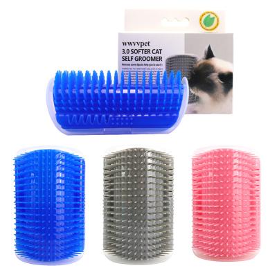 China Viable Scratch Comb Pet Fur Dropshipping Tool Wall Corner Grooming Groomer Scrubs Face With Cat Massage Self Corner Brush Tickling for sale