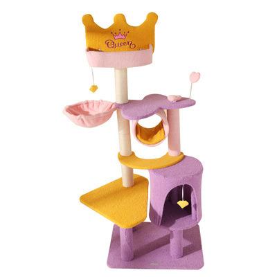 China Viable Multi-Function Crown Shaped Jumping Platform Cat Climbing Frame Cat Scratching Post High Bottom Reinforcement Sisal for sale