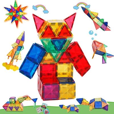 China 2021 Hot Sale 60 Pcs Colorful Plastic Construction Toy 60 Pcs Diamond Magnetic Tiles For Children Gift for sale