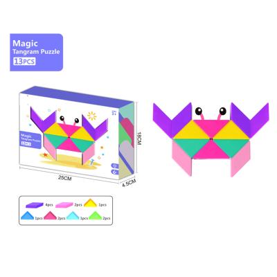 China 2020 New Cartoon Toy 13pcs Children Toys 3d Blocks Tangram Educational Magnetic Magic Puzzle Game for sale