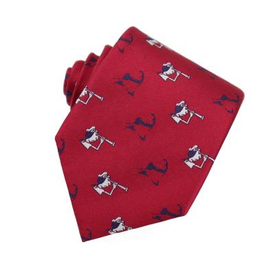 China 100% Handmade Manufacturers Sailor Woven Patterns Custom Red High End 100% Silk Ties With Logo for sale