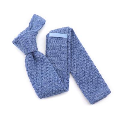 China 100% Handmade Cornflower Pineapple Blue Textures Knitted Ties Solid Color High Quality Custom Knitted Yarn for sale