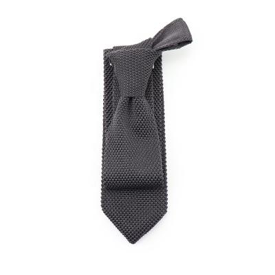 China 100% Handmade Custom Plain Knitted Ties Charcoal Gray Knit Solid Color Necktie Private Label Silk Knitted Tie for sale