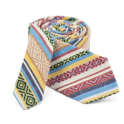 China 100% Custom Colorful Funny Tribal Pattern Neck Tie Totem Neck Ties Striped Design Private Label Mens Cotton Ties for sale