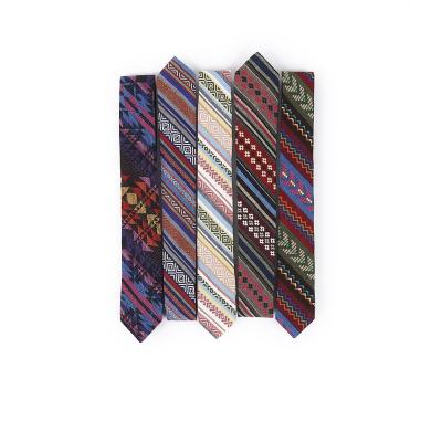 China 100% New Arrival Handmade Unmatched Tie Multicolor Ready To Ship Cotton Striped Ties Designs Custom Tribal Tie for sale