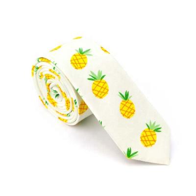 China 100% new funky high quality handmade pineapple tie wedding ties cottons printed ties for sale