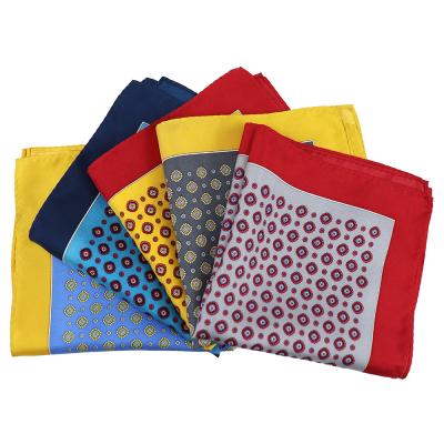 China 100% pure handmade fancy style twill silk screens printed geometric floral handkerchief multicolor optional for wholesale for sale