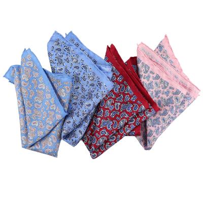 China 100% Real Luxury Mens Handmade Silk Handkerchief Vintage Multicolor Optional Screens Printing Paisley Handkerchiefs for sale