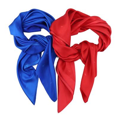 China 100% Handmade Custom Maker Square Logo Designs Silk Twill Big Red Blue Horse Club Animal Print Scarves For Lady for sale