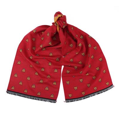 China Wholesale Warm Stable Soft Smooth Stable Pattern Soft Animal Polyester Red Fox Woman Winter Factory Quality Feeling Jacquard Squishy Scarf for sale