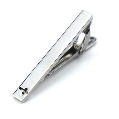 China Xinlineckwear Cross Engraved Custom Wholesale Mens Tie Pins White With Pins Cross Engraved Brushed Rhodium Links Nail Silver Blank Steel Metal Link Clip for sale