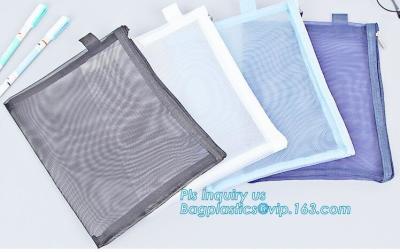 China A5 A4 SIZE PU document bag file bag holer mesh bag pouch with zipper, waterproof fiber mesh a4 size zipper file folder for sale