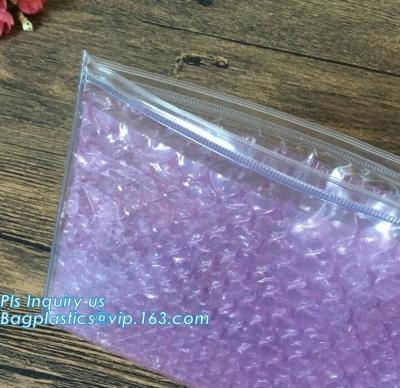 China Flat bottom zip lock tin tie food packaging aluminum foil bubble bag, Air Bubble Plastic Packing Bag, Shock Proof Slider for sale