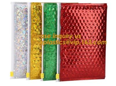 China Hot Metallic Colorful Bagease Packaging Zipper Bubble Bag For Cosmetic Packaging,Zip lockk Bubble Bags are Made of PET/CP for sale