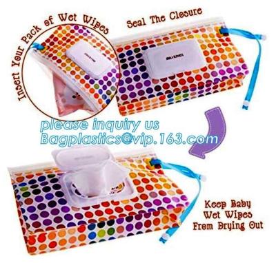 China Promotion reusable Zip lockk travel plastic EVA baby tissue wet wipes bag with lid, Eco-friendly plastic colorful wet tiss for sale