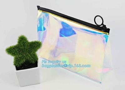 China Standup cosmetics packaging PVC Slider bag, cosmetic slider eva zipper bag, Seal Heated PVC slider Cosmetic Bag for sale