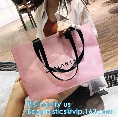 China Clear PVC/Vinyl shoulder tote bag, outdoor carry clear pvc shoulder bag, fashion jelly candy bag women pvc clear shoulde for sale