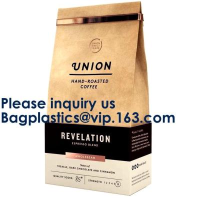 China Eco Friendly High Barrier Kraft Paper Coffee Bags Valve,Flat Bottom Aluminum Foil Coffee Bag One Way Valve for sale