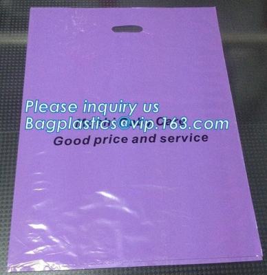 China Custom print ldpe hdpe die cut handle carry poly apparel plastic merchandise gift packaging polythene shopping bag with for sale