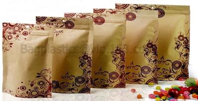 China 100% Food Grade Customized Recyclable Eco Zipper Eight Side Sealed Biodegradable Paper Bag For Food Packing, Brown kraft for sale