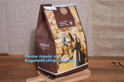 China Recyclable sandwich bread food packaging brown paper bag custom kraft pastry paper bag，kraft paper bread bag with window for sale