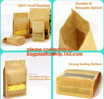 China stand up pouch biodegradable zipper bag kraft paper bag, Resealable Snack Stand up Zipper kraft paper Pouch Aluminum for sale