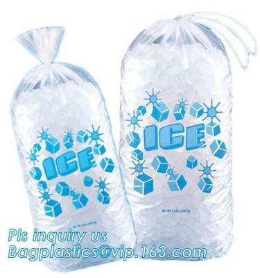 China Ldpe disposable Plastic drawstring 10 Lb ice bags, Reusable FDA Safe Food Grade Plastic Drawstring Ice Bag, Heavy Duty C for sale