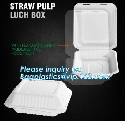 China straw pulp lunch box,eco-friendly PLA tableware,dinnerware set,healthy tableware,containers packaging bagasse clamshell for sale