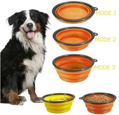 China dog bowl plastic feeder pet cat food collapsible dog bowl silicone foldable dog food bowl portable travel pet water bowl for sale