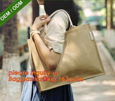 China Heavy hold support Jute bag OEM Customized printing waterproof and reusable jute shopping bag with inner JUTE BAGS CARRI for sale