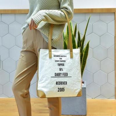 China standard size tote bag,washable kraft paper tote bag, Washable paper metallic color tote bag, washable kraft paper tote for sale