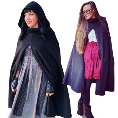 China 2021 Women's Anti-wrinkle Ditch Cloak Batwing Cape Woolen Poncho Jacket Renaissance Witch Cloak for sale