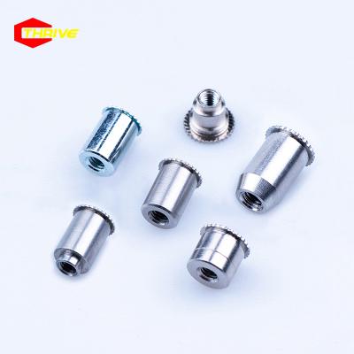 China Eco-friendly General Industry Cylindrical Stud Stainless Steel Knurling Head Flat Shade Riveting Nuts for sale