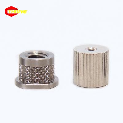 China Customized Aluminum Passivation Screw Nut Parts Machining CNC Parts Carbon Steel Knurled Nut Cylindrical Turning Nut for sale