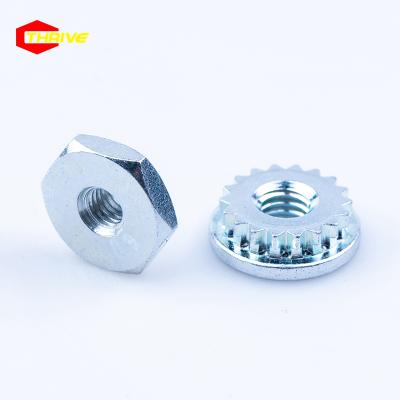 China Industry General Precision Parts Machine M6 Auto Flange Knurled Knurled Nut Galvanized Blind Hole Pressure Riveting Bracket Nuts for sale