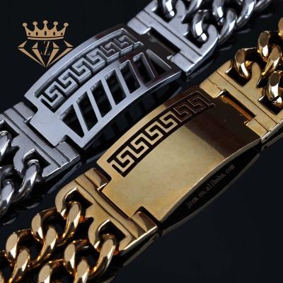 China Factory Direct Sale High Quality Environmentally Friendly Hip Hop Bracelet Jewelry Stainless Steel Men Double Slap Bracelets for sale