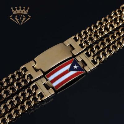 China World Environmental Friendly Best Selling Stainless Steel Products Empty Bar Hip Hop Bracelet DIY Country Flag Bracelet for sale