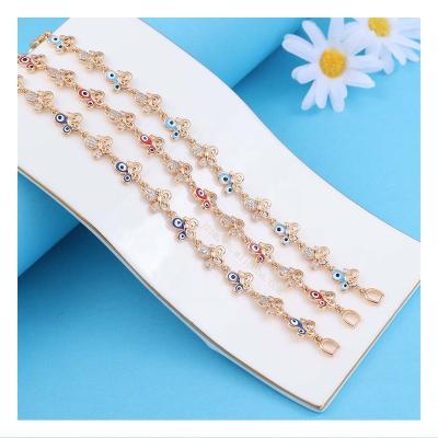 China FASHIONABLE Latest Design Multi Color Butterfly Evil Eyes Rhinestone Beads Charm Jewelry Chain Bracelet for sale