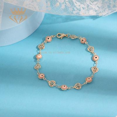 China Hot Sale Environmentally Friendly Factory Sale 14K 18K Woman Girl Lady Jewelery Gift Romantic Heart Evil Eye Bracelet Gold Plated for sale