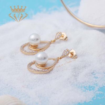 China Custom Luxury Single Pearl Environmentally Friendly Pendant Rose Gold Filled Pearls Earrings and Necklace Jewelry Sets for sale