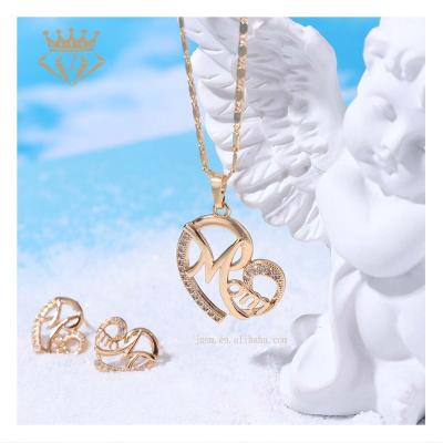 China Environmentally Friendly Wholesale Creative Simple Gift Mother's Day Mom Heart Earrings Necklace Pendant Set for sale