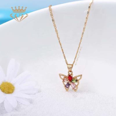 China Cute Jewelry Set Good Quality Environmental Friendly Rose Gold 18k Butterfly Earring Necklace 3piece Set Small for sale