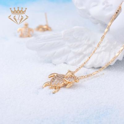 China CLASSIC Factory Direct Zircon Longevity Factory Direct Zircon Turtle Earrings Necklace Birthday Gift Turtle Pendant Jewelry Set for sale