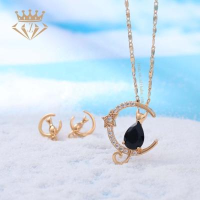 China New Promotion Neo-Gothic Set 18k Rose Gold Simple Fashion Cute Owl Earring Necklace Elegant Jewelry for sale